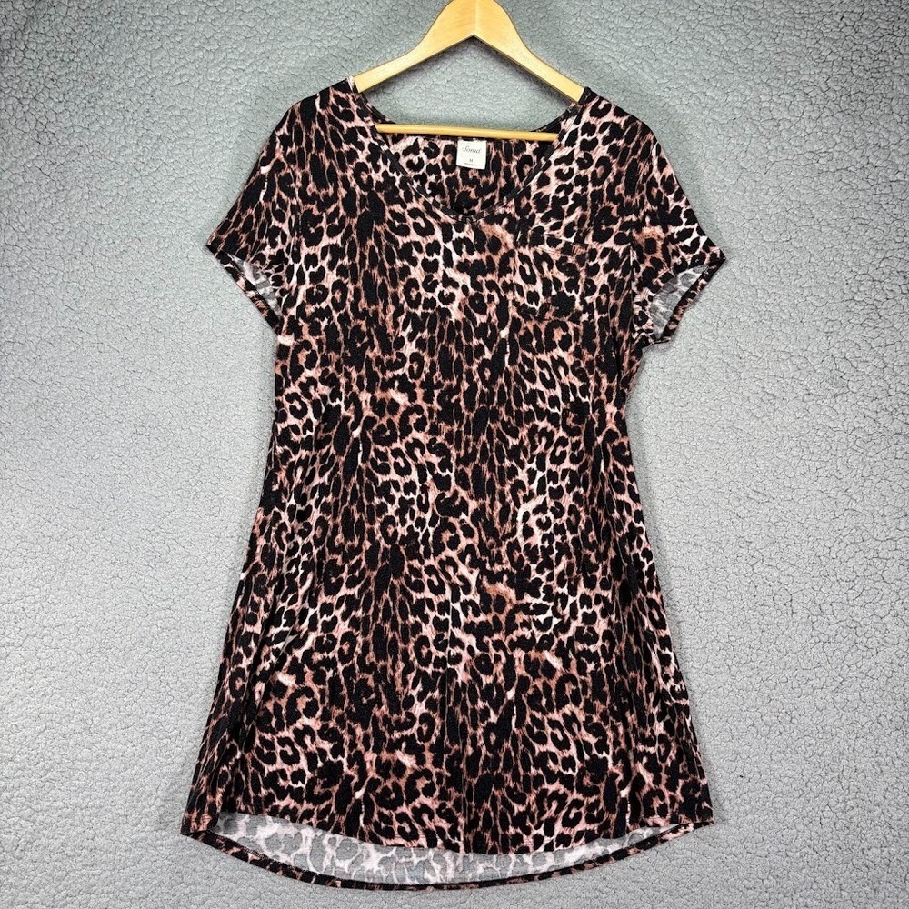 Soma Cool Nights Leopard Mini Night Dress Size M Animal Coverup‎ Casual Stretch